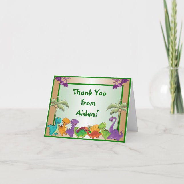 Cartão De Agradecimento Dinosaurs Thank You Note Card (Frente)