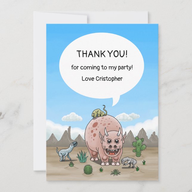 Cartão De Agradecimento Dinossauro Fantasma (Frente)