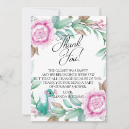 Cartão De Agradecimento Dinossauro Gelado Rosa