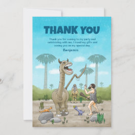 Cartão De Agradecimento Dinossauros encontram a Idade da Pedra