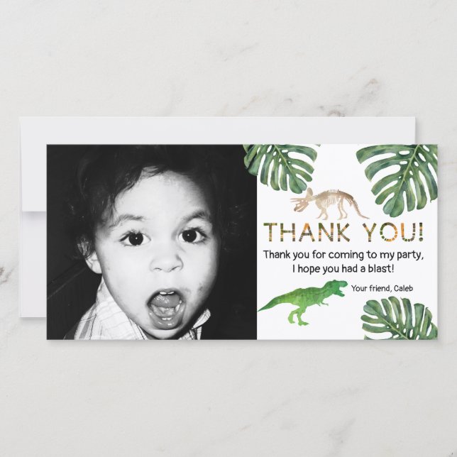 Cartão De Agradecimento Dinossauros! Festa de aniversário De Dinossauro Ob (Frente)