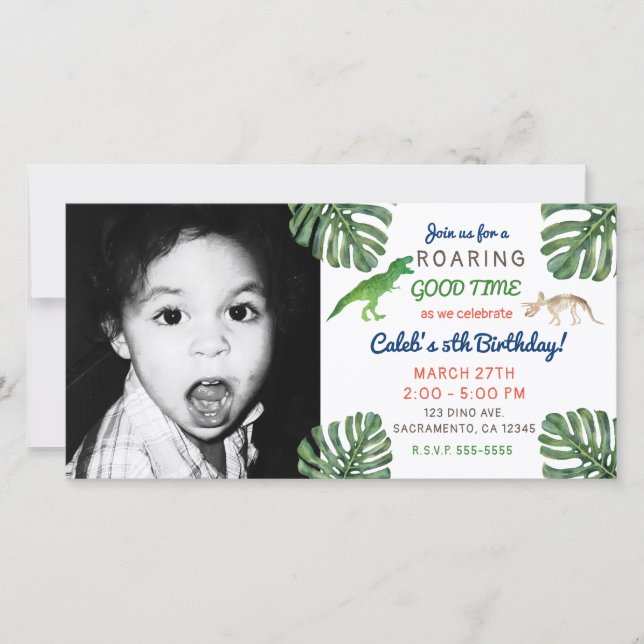 Cartão De Agradecimento Dinossauros! Foto de Festa de aniversário do Dinos (Frente)