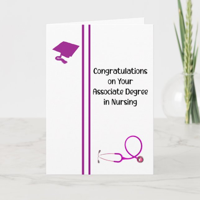 Cartão De Agradecimento Diploma Associado na Placa Branca de Enfermagem (Frente)