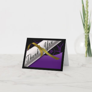 Cartão De Agradecimento Diploma Roxo e Dourado