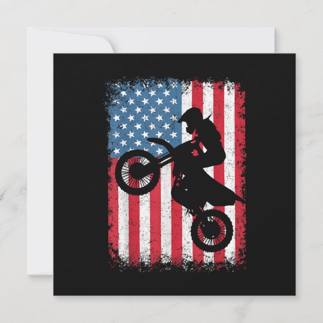 Cartão De Agradecimento Dirt Bike American Flag Motocross Biker Men (Frente)