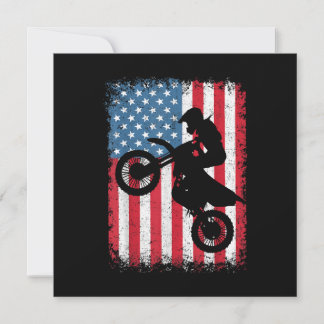 Cartão De Agradecimento Dirt Bike American Flag Motocross Biker Men