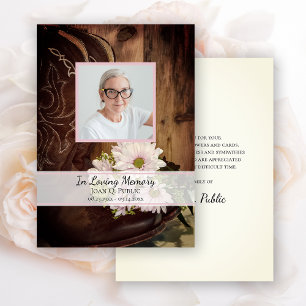 Cartão De Agradecimento Disies Rosa Boot Boot Simpatia Memorial Funeral