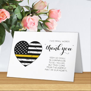 Cartão De Agradecimento Dispatcher 911 Policial Thin Dourado Line Heart