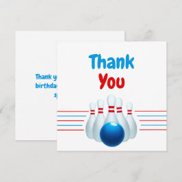 Cartão De Agradecimento Diversão Azul e Vermelho de Boliche Crianças 6º An