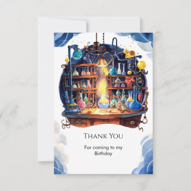 Cartão De Agradecimento Diversão Científica Simples Aniversário do Cientis (Frente)