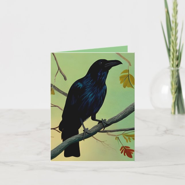 Cartão De Agradecimento Diversão Deliciosa, Raven Emitido Na Ramificação (Frente)