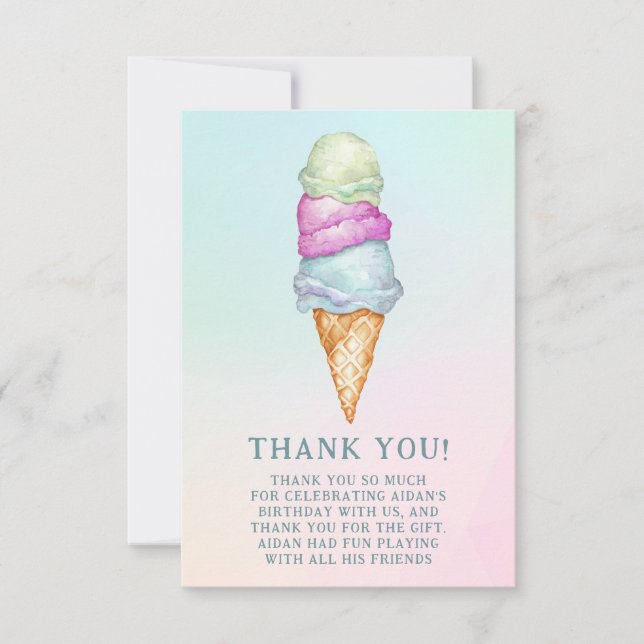 Cartão De Agradecimento Diversão no Verão Foto de Sorvete Aniversário Fest (Frente)
