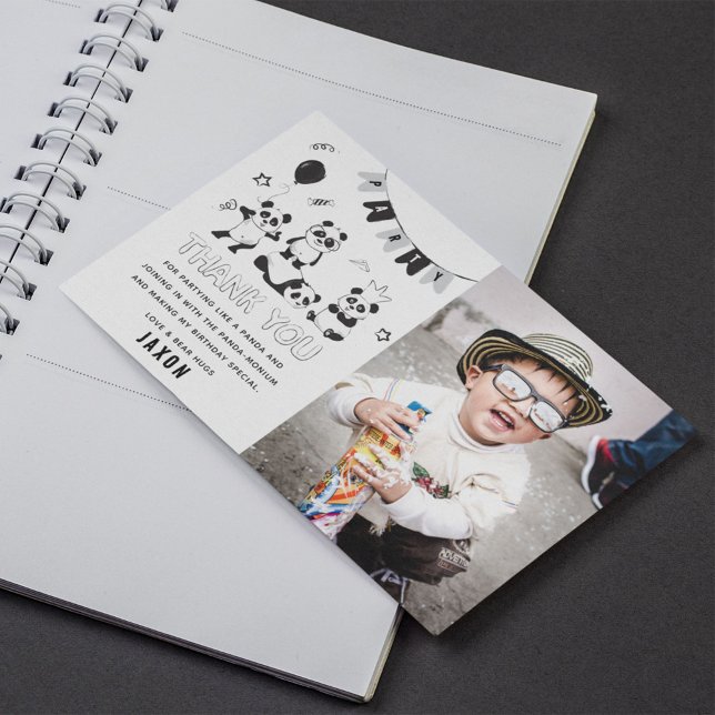 Cartão De Agradecimento Diversão Panda Moderno Aniversário de Crianças (Criador carregado)