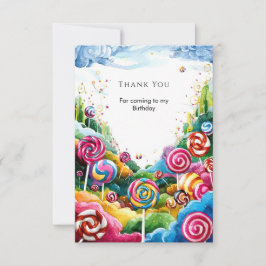 Cartão De Agradecimento Diversão Pirulito Candyland Aniversário