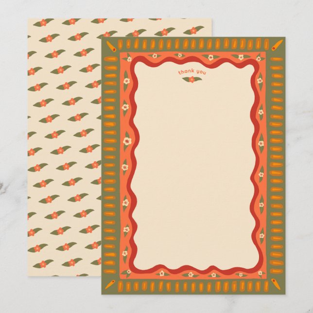 Cartão De Agradecimento Diversão Retro Boho Artesanal CHAVE Bridal Shower (Frente/Verso)