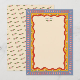 Cartão De Agradecimento Diversão Retro Boho Artesanal CHAVE Bridal Shower