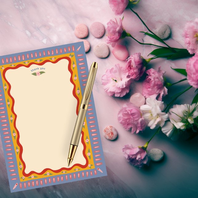 Cartão De Agradecimento Diversão Retro Boho Artesanal Festa de Noivado PER (Retro Boho Fun Handmade CUSTOM Bridal Shower Thank You Card
)