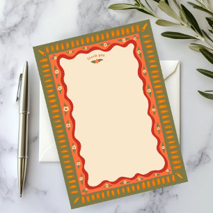 Cartão De Agradecimento Diversão Retro Boho Artesanal PERSONALIZADA Chá de