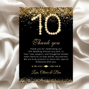 Cartão de Agradecimento do 10º Aniversário da Gold