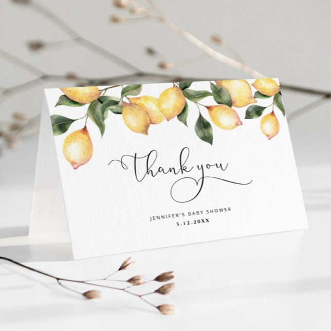 Cartão de agradecimento do chá de bebê de limão em (Criador carregado)