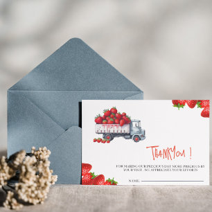 Cartão de agradecimento do chá de fraldas Strawber