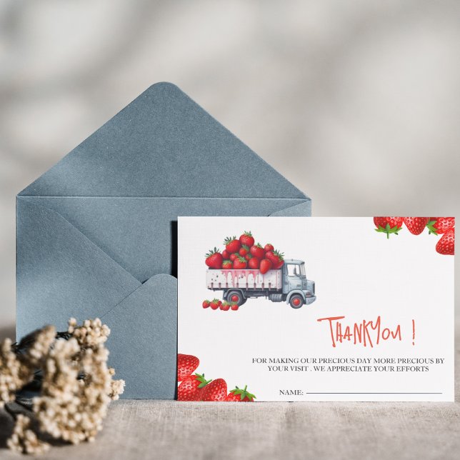 Cartão de agradecimento do chá de fraldas Strawber (Criador carregado)