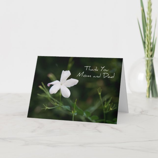 Cartão de agradecimento do dia do casamento dos pa (Frente)