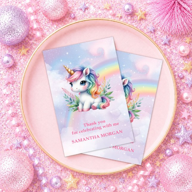Cartão de Agradecimento do Dia Mágico do Unicórnio (Dreamy Rainbow Unicorn Magical Day Thank You Card

)