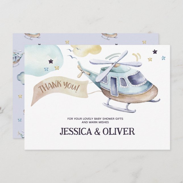 Cartão de Agradecimento do Festa de Helicóptero de (Frente/Verso)