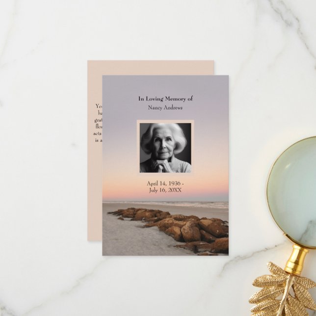 Cartão de Agradecimento do Funeral Sunset Memorial (Frente/Verso In Situ)