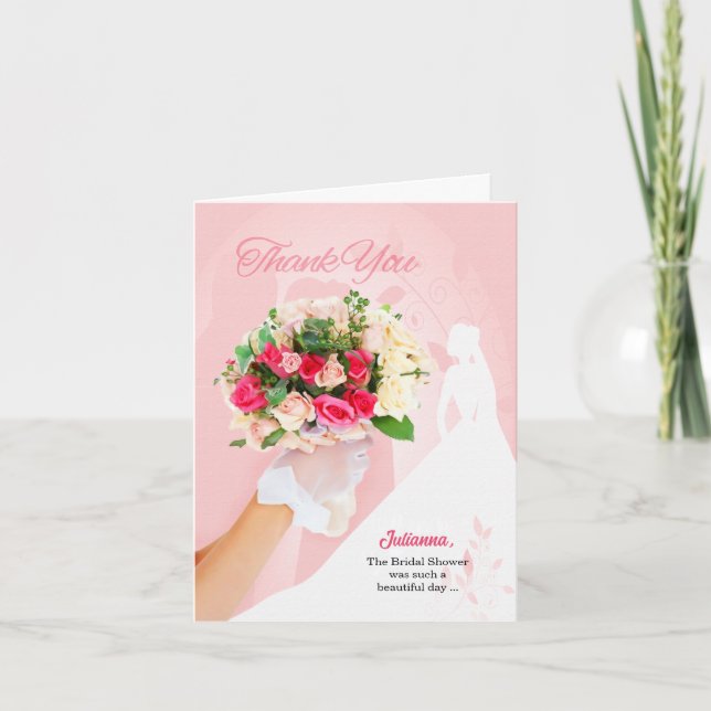 Cartão De Agradecimento do palhaço de noiva rosa (Frente)