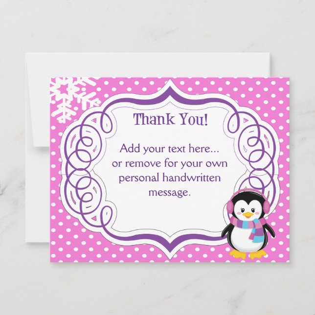 Cartão de agradecimento do pinguim rosa (Frente)