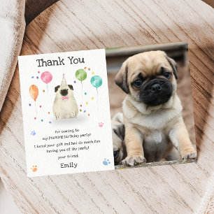 Cartão de Agradecimento do Pug para a Festa de Ani