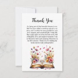 Cartão de Agradecimento do Tema Livro e Anel