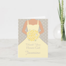 Cartão de agradecimento do vestido amarelo da meni