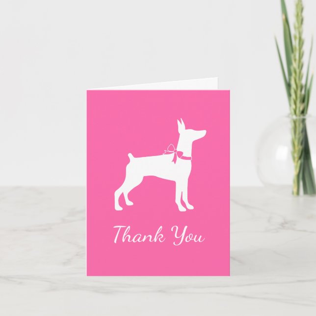 Cartão De Agradecimento Doberman Pinscher Dog Pink Girl Thank You Cards (Frente)