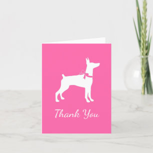 Cartão De Agradecimento Doberman Pinscher Dog Pink Girl Thank You Cards