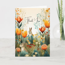 Cartão de Agradecimento Dobra de Prado de Flores d