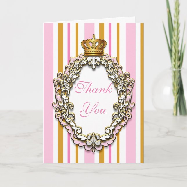 Cartão de Agradecimento Dobra Princesa e Dourado R (Frente)