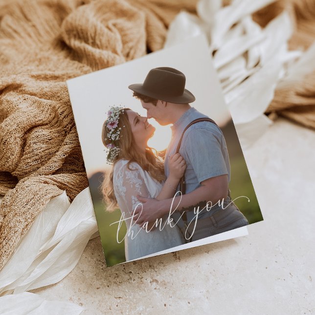 Cartão de Agradecimento Dobrado - Branco com Letra (Criador carregado)