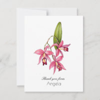 Cartão de Agradecimento Dobrado de Orquídea Rosa e