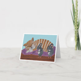 Cartão de Agradecimento Dobrado do Gato Adormecido
