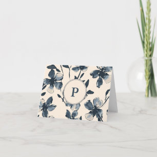 Cartão de Agradecimento Dobrado Monograma Flores A