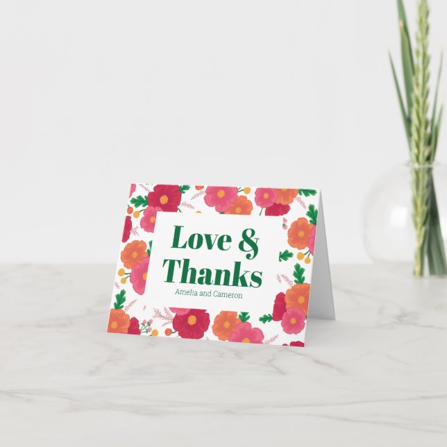 Cartão de Agradecimento Dobrado para Casamento Bol (Frente)