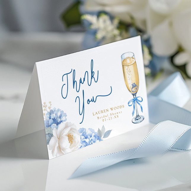 Cartão de Agradecimento Dobrado para Chá de Noiva  (Elegant Bridal Shower Thank You Card)