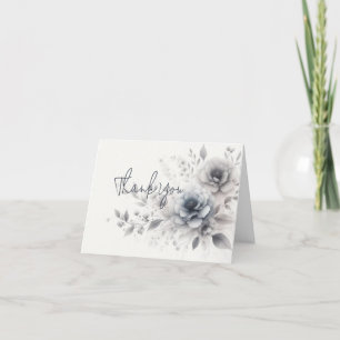 Cartão de Agradecimento Dobrável Floral em Aquarel