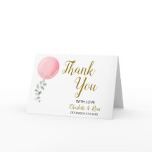 Cartão de Agradecimento Dobrável Tema Balão para C