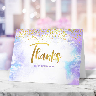 Cartão De Agradecimento Doce 16 Aniversário Menina Água-forte Roxo Dourado