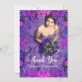 Cartão De Agradecimento Doce 16 Floco de Neve de inverno Aniversário