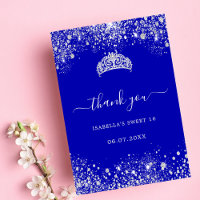Doce 16 tiara azul-real, brilhante prateado